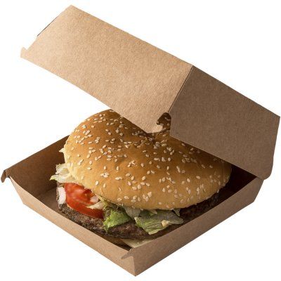 Burger box (PAP FSC Mix) nepremastiteľný kraft 135 x 135 x 100 mm [50 ks]