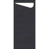 Obal na príbor Duni Sacchetto Obal na príbor - čierna s bielou servítkou 19x8,5cm, 100ks/ba