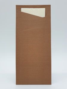 Obal na príbor Duni Sacchetto gaštanová s krémovou servítkou 19x8,5cm, 100ks/ba