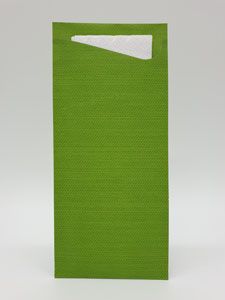 Obal na príbor Duni Sacchetto listovo zelená s bielou servítkou 19x8,5cm, 100ks/ba