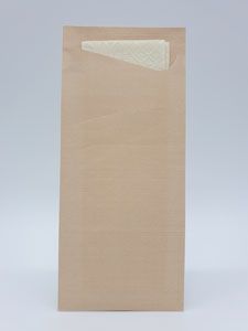 Obal na príbor Duni Sacchetto Natural s vanilkovou servítkou 19x8,5cm, 100ks/ba