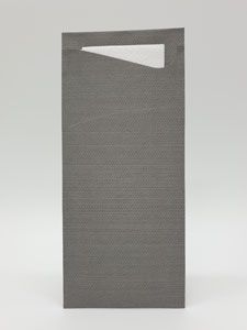 Obal na príbor Duni Sacchetto šedá s bielou servítkou 19x8,5cm, 100ks/ba