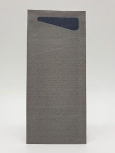 Obal na príbor Duni Sacchetto tmavo šedá s čiernou servítkou 18x9,5cm, 100ks/ba
