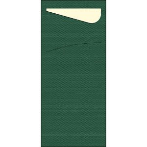 Obal na príbor Duni Sacchetto tmavo zelená s vanilkovou servítkou 19x8,5cm, 100ks/ba