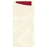 Obal na príbor Duni Sacchetto vanilkové 19x8,5cm s bordovou servítkou 33x33cm, 100ks/ba