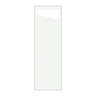 Obal na príbor Duni Sacchetto - biela s bielou servítkou Slim 7 x 23 cm, 60 ks / ba