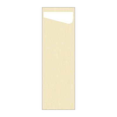 Obal na príbor Duni Sacchetto Obal na príbor Dunisoft vanilková s bielou servítkou Slim 7 x 23 cm, 60 ks / ba