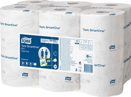 Tork SmartOne Mini toaletný papier biely 2-vrstv. rozmery útržku - 13,4 x 18 cm dĺžka kotúča - 111,6 m, 12 ks/ krt