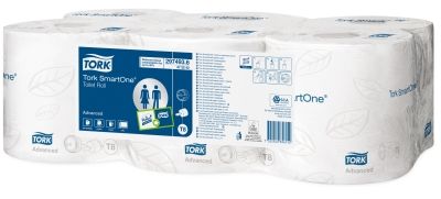 Tork SmartOne toaletný papier biely 2-vrstv. rozmery útržku - 13,4 x 18 cm dĺžka kotúča - 207 m, 6 ks / krt